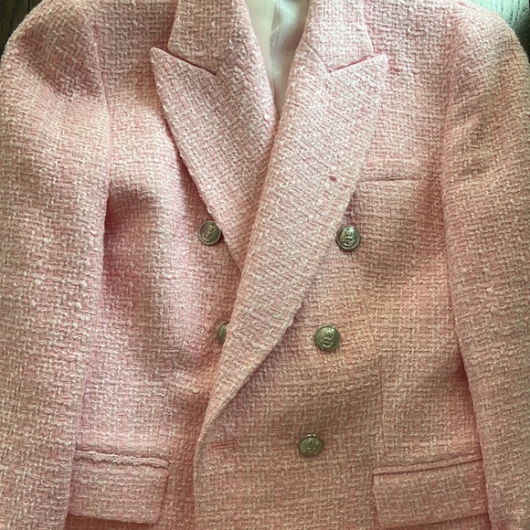 Beautiful Zara skirt tweed pink suit L sold out - Picture 3 of 3